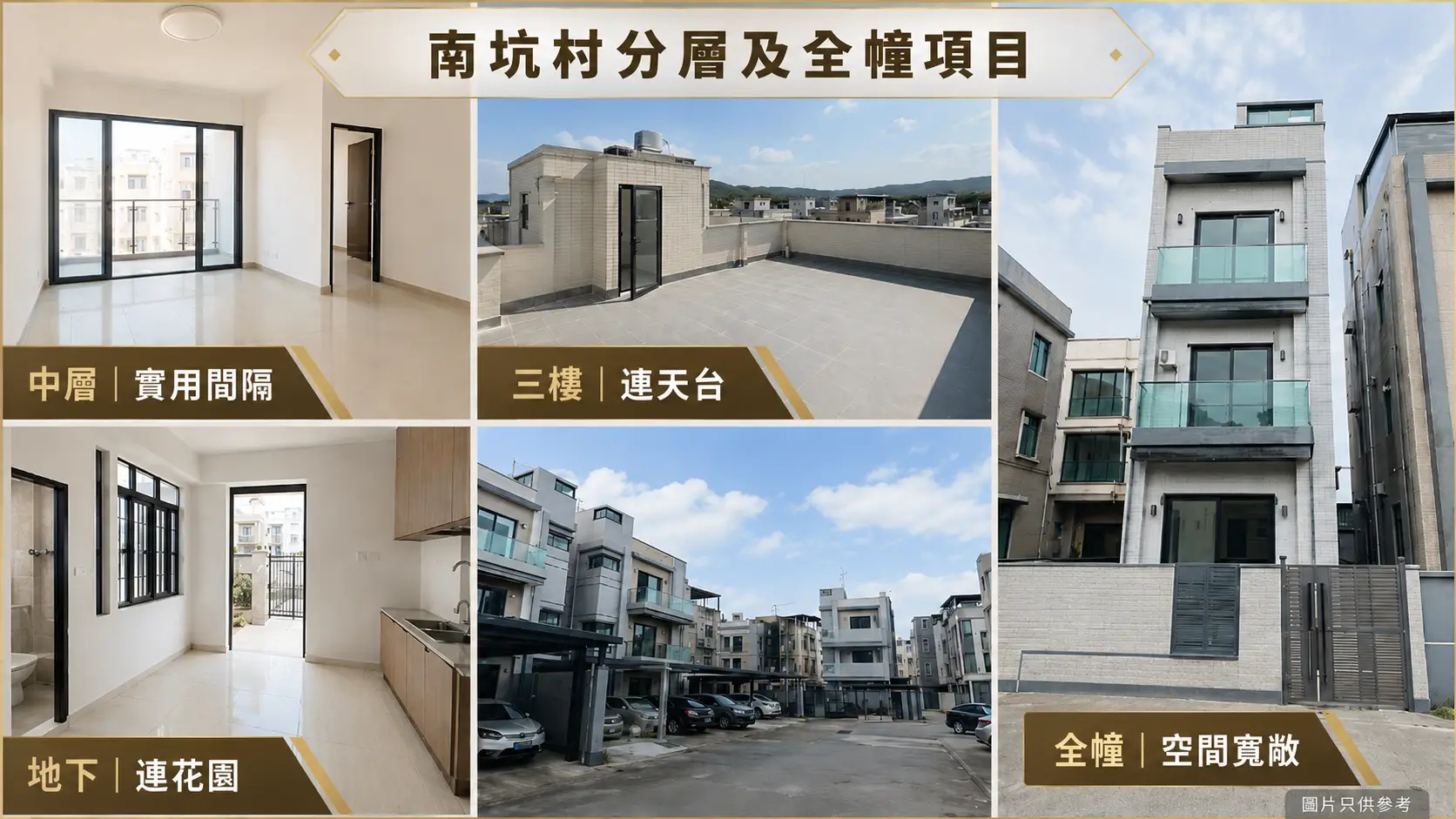 元朗南坑村兩層半全幢香港村屋及無上蓋天台外觀